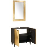  Set ormarića za kupaonicu 2 kom. Crna i Mjed 62 x 33 x 58 cm | shoptok.hr