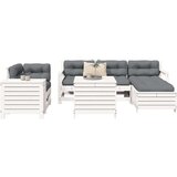  7-dijelni set vrtnih sofa bijeli od masivne borovine Cijene