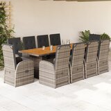 vidaXL 11-dijelni vrtni blagovaonski set s jastucima poliratan sivi | shoptok.hr