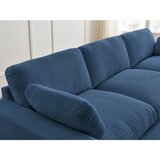 Bobochic Paris Modra sedežna garnitura iz rebrastega žameta 250 cm Belair – | Shoptok.si
