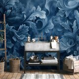  Foto tapeta - Abstract Ornaments: Dark Blue Victorian Leaves 350x256 Vodootporna | shoptok.hr