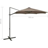  Konzolni suncobran sa stupom i LED svjetlima 300 cm smeđesivi | shoptok.hr