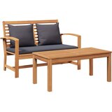  Klupa Smeđa i tamno siva 110 x 66 x 76 cm Čvrsto teak drvo | shoptok.hr