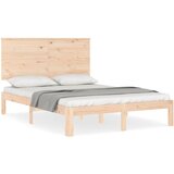 The Living Store Posteljni okvir z vzglavjem 120x200 cm trden les - Posteljni Okvir, (21527667) | Shoptok.si
