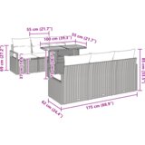 vidaXL 7-dijelni vrtni set sofe s jastučićima Siva poli ratan akacija, 2-sjedna vrtna sofa s jastučićima Siva poli ratan | shoptok.hr