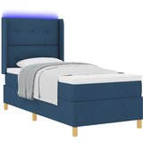 vidaXL Postelja s podkovjem in vzmetnico Modra 90x200 cm Tkanina, (22050990) | Shoptok.si