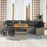  9-delni vrtni sofa set z blazinami siva poli ratan akacija | Shoptok.si