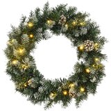  Božićni vijenac s LED svjetlima zeleni 60 cm PVC | shoptok.hr