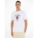 Tommy Hilfiger White Man T-Shirt Curved Monogram Tee - Men Cene