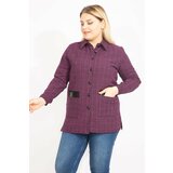 Şans Women's Plus Size Plum Bouquette Woven Fabric Faux Leather with Garnish Unlined Jacket cene
