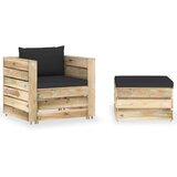  2-dijelna vrtna garnitura s jastucima impregnirano drvo | shoptok.hr