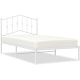 Maison Chic Kovinski Posteljni okvir - Dvoposteljna postelja - Zakonska postelja z vzglavjem bel 100x190 cm, (21692903) | Shoptok.si
