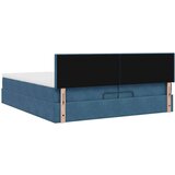 vidaXL Otomanski posteljni okvir z vzmetnicami moder 200x200cm žamet | Shoptok.si