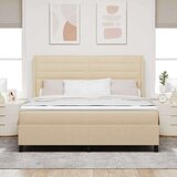  Box Spring postelja z vzmetnico in LED osvetlitvijo Krem 180x200 cm Tkanina, (22049470) | Shoptok.si
