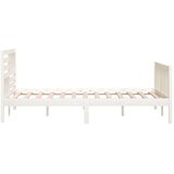  Okvir za krevet od masivnog drva bijeli 150 x 200 cm 5FT King | shoptok.hr