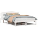 vidaXL Posteljni okvir z naslonom Bela 150x200 cm Trden les Bor | Shoptok.si