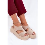 Boto Ladies Platform Sandals Eco Suede Beige Karonia | Shoptok.si