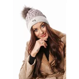 Fasardi Winter hat made of nylon with a pompom, beige
