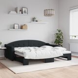vidaXL Izvlečna dnevna postelja črna 90x200 cm blago Cene