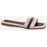 Boto Flat Ladies Slippers With Strap And Buckle Beige Zilina | Shoptok.si