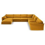 Mazzini Sofas Senf žuta baršunasti kutna garnitura (s desnim kutom/u obliku slova "U") Vanda – Cijene