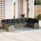 vidaXL 10-delni set vrtnega kavča s blazinami temno sivi poli ratan | Shoptok.si