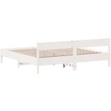  Okvir za krevet s uzglavljem bijeli 200x200 cm masivna borovina | shoptok.hr