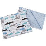 Medi Partners Quilt 55x75 + pillow 35x30 cotton + minky – Cars + blue minky