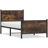 vidaXL Kovinski posteljni okvir z vzglavjem in vznožjem hrast 75x190cm | Shoptok.si