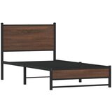 vidaXL Metalni okvir kreveta s uzglavljem smeđa boja hrasta 75x190 cm | shoptok.hr
