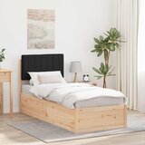  Krevetni okvir s tapiciranim uzglavljem Crna 75 x 190 cm | shoptok.hr