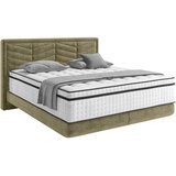 CARRYHOME postelja boxspring 140 cm x 200 cm , tekstil olivno zelena | Shoptok.si