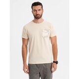 Ombre Men's cotton t-shirt with printed pocket - turquoise | Shoptok.si