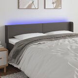 vidaXL LED posteljno vzglavje sivo 163x16x78/88 cm umetno usnje | Shoptok.si
