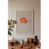Wallxpert uramljena slika 115231, narandžasto sunce i jato ptica na bež pozadini, 50 x 70 cm, beli ram Cene