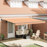 vidaXL Automatska uvlačiva tenda Narančasta i Žuta 450x300 cm | shoptok.hr