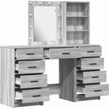  Toaletni stol s zrcalnim svjetlima 3 pcs Siva Konstruirano drvo | Eponuda.ba