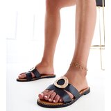 Gemre Black sandals with a gold embellishment and cutouts on the strap Satima | ePonuda.com