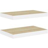 vidaXL plutajuće zidne police 2 kom hrast i bijele 50x23x3,8 cm MDF | shoptok.hr