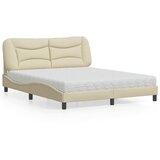  The Living Store Postelja z vzmetnico krem 160x200 cm blago - Postelja, (21496878) | Shoptok.si