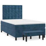 vidaXL Box spring postelja z vzmetnico temno moder 120x190 cm žamet Cene
