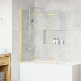 vidaXL Obloga za tuš Zlata 130 x 138 cm ESG steklo in aluminij | Shoptok.si