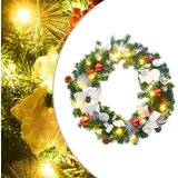  Božićni vijenac s LED svjetlima zeleni 60 cm PVC | shoptok.hr