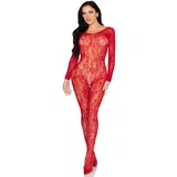 Lace Lingerie Bodystocking 89366 Red
