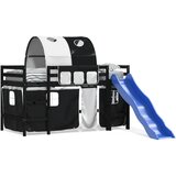  The Living Store Otroški pograd s tunelom bel in črn 90x190 cm trdna borovina - Otroški Pograd, (21448996) | Shoptok.si