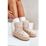 Boto Ladies Platform Snow Boots With Lacing Light Beige Riaviana | shoptok.hr