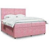 vidaXL Box spring postelja z vzmetnico roza 200x200 cm žamet, (21305406) | Shoptok.si