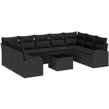 vidaXL 10-dijelni set vrtnih sofa s jastučićima bež poli ratan, 2 sjedala vrtne sofe sa skladištem i jastučićima crni poli ratan Cijene