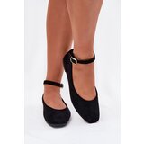 Boto Eco Suede Ballet Flats With Strap And Buckle Black Deomira | ePonuda.com