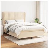 vidaXL Box spring postelja z vzmetnico krem 140x190 cm blago | Shoptok.si